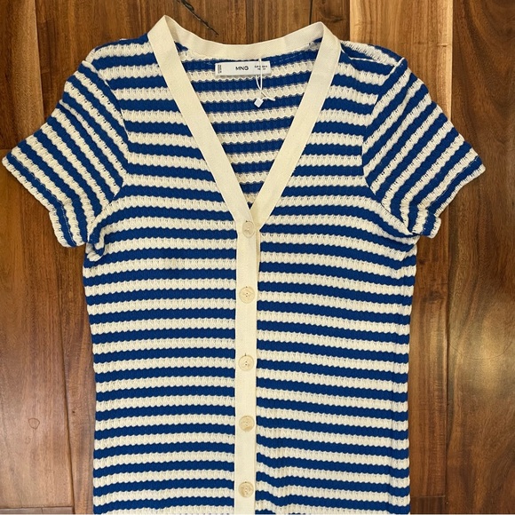 Mango Stripe Knit Jersey Sweater Dress Blue White Button Down Front Size 4. - Picture 8 of 15